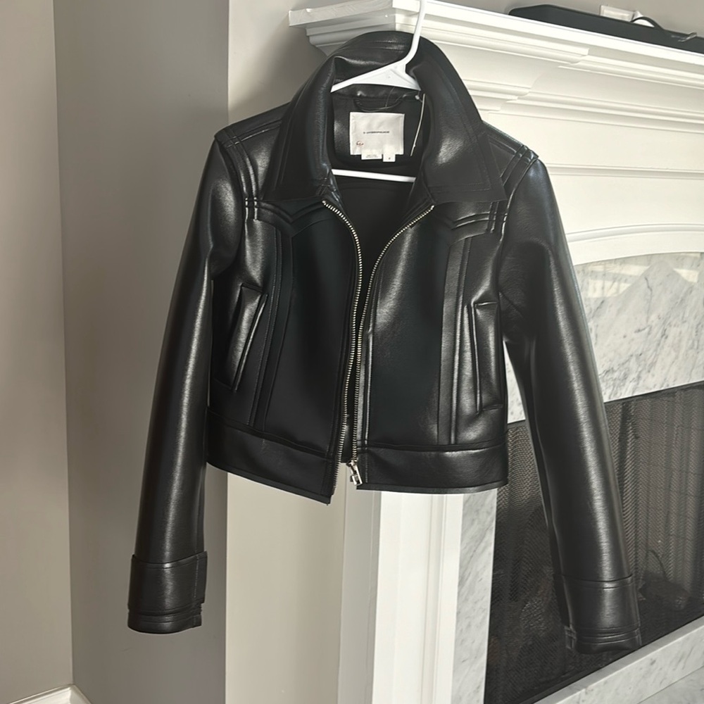 Black leather jacket by Anthropologie